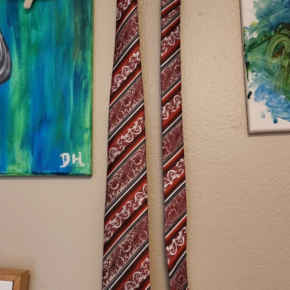 Sparks by John Sparks red tie polyester great mixed patterns in stripes work - Picture 2 of 9